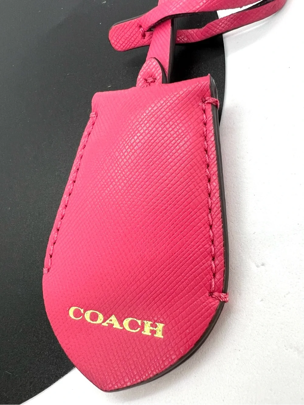 Coach Hot Pink Crossgrain Leather Clochette Key Bell Bag Charm Keyring